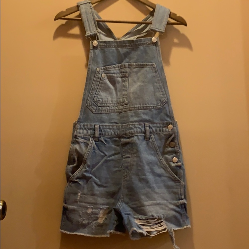 Top Shop Denim Overall Shorts